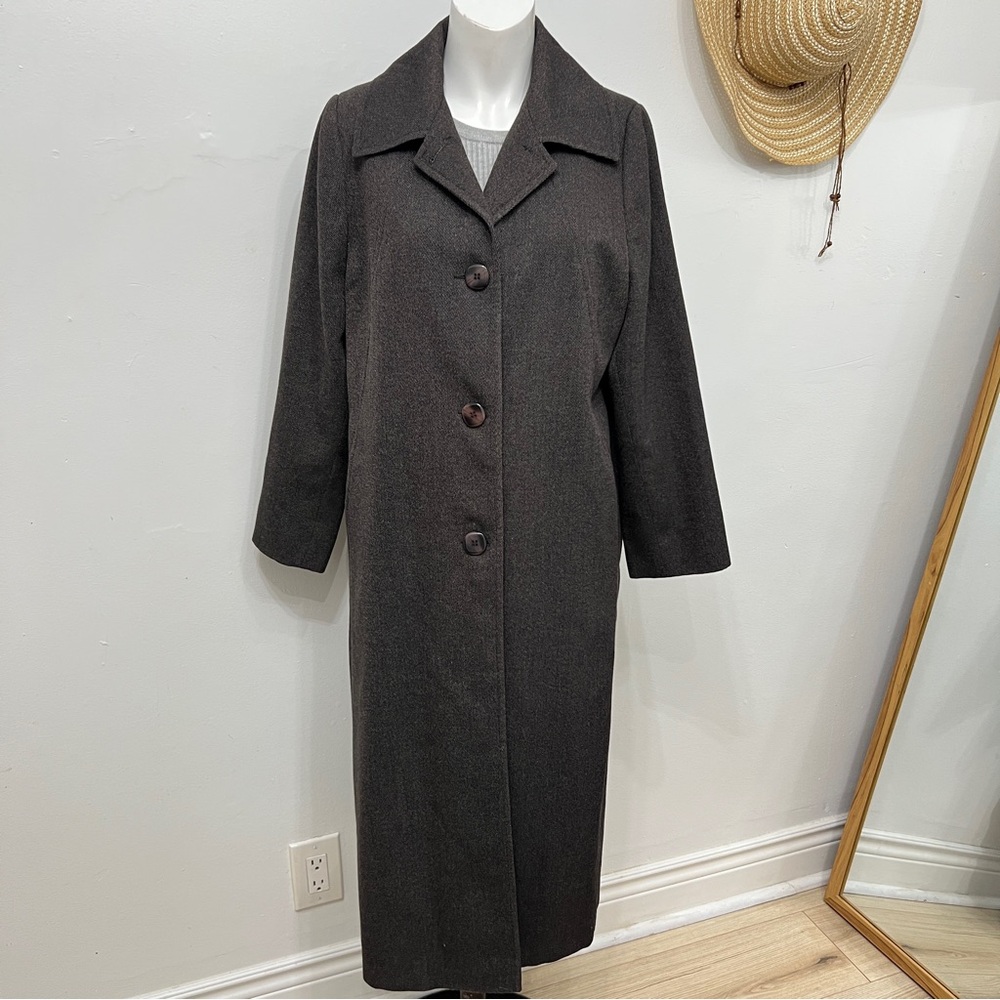 Lisa Fashion Toronto Brown/Gray Single Breasted 100% Wool Coat